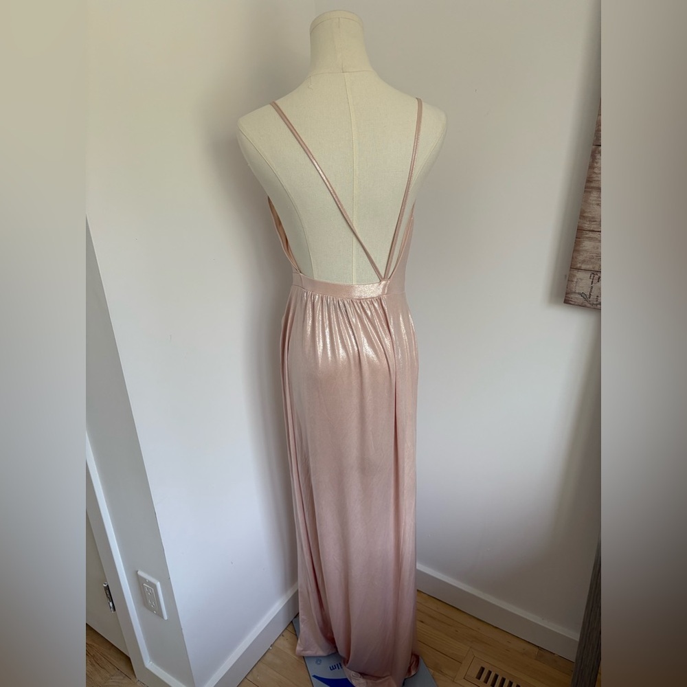 ASOS Pink Ruched Wrap Maxi Dress with Plunge Neckline - Picture 3 of 7